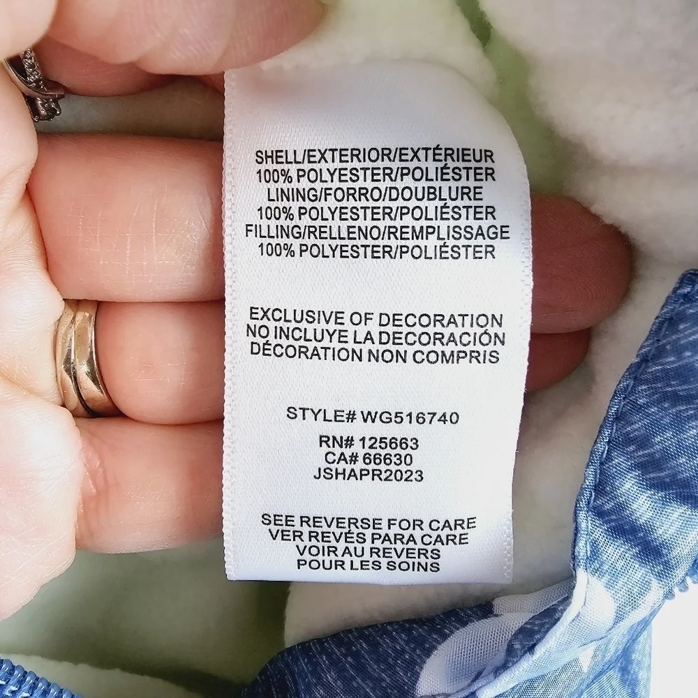 Wippette Blue Floral Fleece-Lined Snowsuit NWT, size 0/3 Months